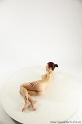 Nude Woman White Laying poses - ALL Slim Laying poses - on side long colored Multi angle poses Pinup